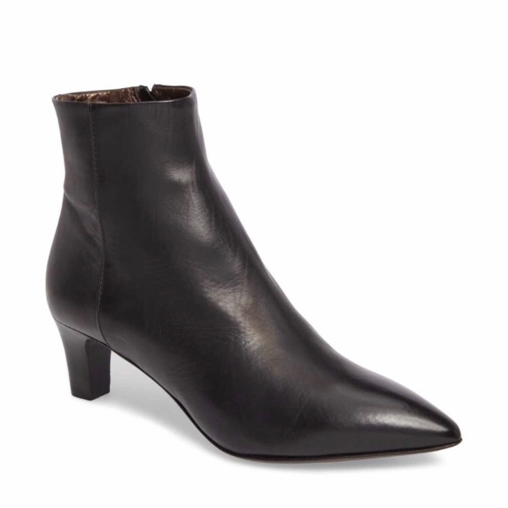 New AGL Black Leather Pointed Bootie Size 38.5, 8